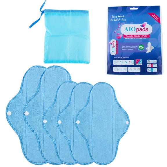 5 Piece Washable Women's Hygiene Nursing Pad Breathable Cotton Sanitary Pad Reusable Cloth Napkin Panty Liner