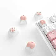 Custom 4 Pcs Cute Cat Claw and Butt Shape PBT&Silicone Keycaps Set Ergonomic OEM R4 Profile for 61/84/96/104 Key AKKO Gateron Kailh  MX Cross Type Switch Mechanical Gaming Keyboard DIY(Pink-4)