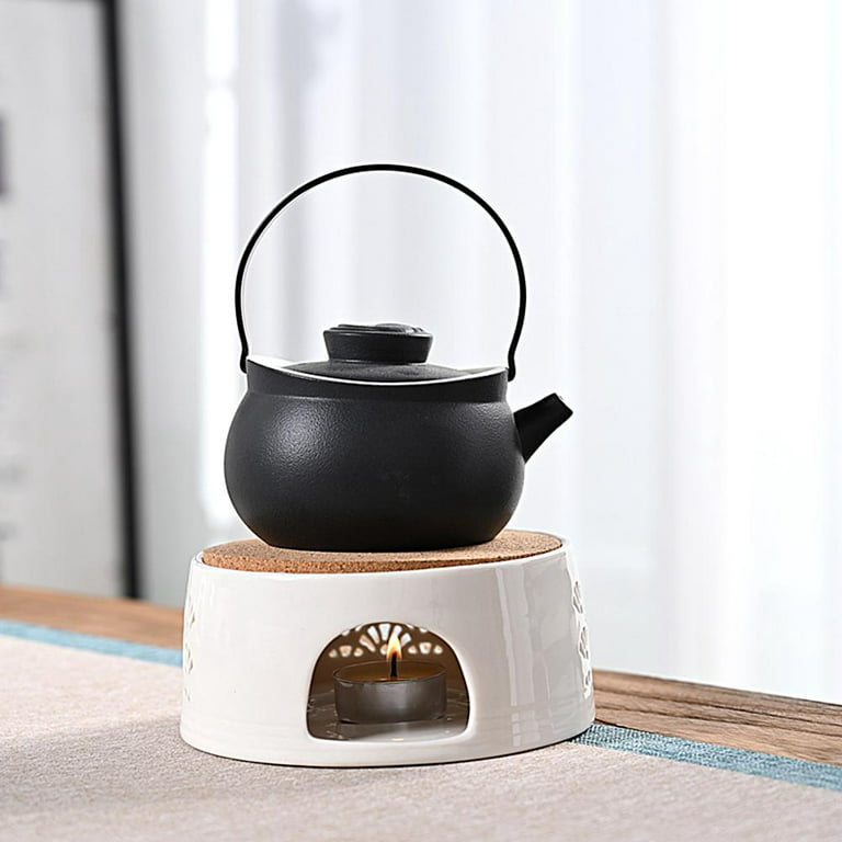 Worallymy Tea Service Heating Stove Hot Tea Maker Ceramic Heating Stove  Candle Oven Ceramic White Teapot