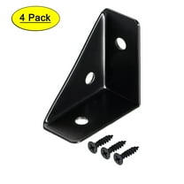 Uxcell Corner Brackets Cold Rolled Steel Braces Joining Support  Black 1.5" x 1.5" x 0.75" 4Pcs
