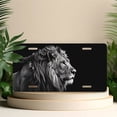 thumbnail image 4 of License Plate, Monochrome Lion Decorative Front,Personalized Stainless Steel License Plate Cover For Men Women,12.2" X 6.2", 4 of 6