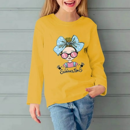 

Mikilon Kids Clothes Size 3-11 Comfortable Solid Color Graphic Pullover Tops Long Sleeve Round Neck Shirts Fall and Winter Casual Comfy Undershirts