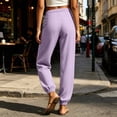 thumbnail image 5 of Women's Cotton Linen Joggers Ihhxva Drawstring Pants with Pockets Casual Elastic Waist Trousers Loose Fit Summer Straight Leg S-2XL, 5 of 6