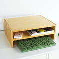 WKWKER 2Tier Bamboo Monitor Riser Stand Desk Laptop Stand for Workstation Home Office Computer