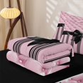 thumbnail image 5 of Manfei Dreamy Princess Bows Zipper Twin Comforter Sets with Fitted Sheet and 2 Pillowcases,Geometric Geometric Lines Zipper Bedding Set,Black Reversible,4pcs, 5 of 7