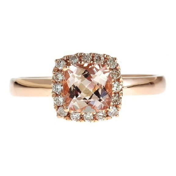 Gin & Grace 10KT RG Morganite and diamond accent Ring