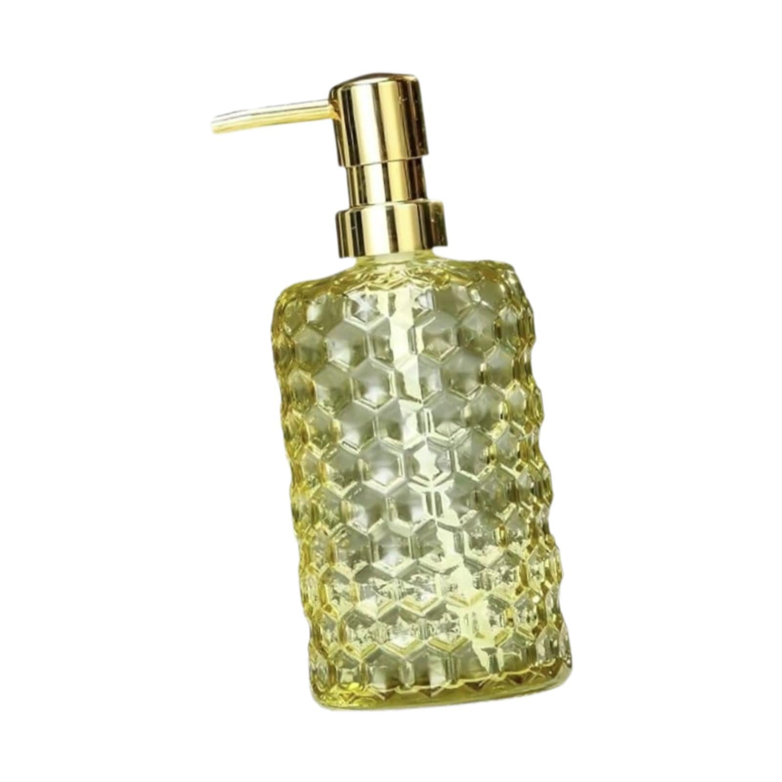 Fancyes Glass Pump Soap Dispenser Lotion Dispenser Decor 500ml Stylish Shower Gel Bottle Lotion Bottle Hand Pump for Home Salon Hotel Yellow