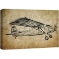 thumbnail image 3 of PixonSign Canvas Print Wall Art Vintage Biplane Side Profile on Brown Background Transportation Airplanes Illustrations Realism Contemporary Aerial Fun Sepia for Living Room, Bedroom, Office - 16"x24", 3 of 5