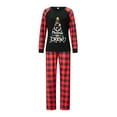 thumbnail image 5 of Elippeo Christmas Family Pajamas Matching Set Letter Print Long Sleeve Tops and Plaid Pants Sleepwear, 5 of 10