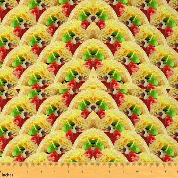 jejeloiu Pizza Fabric by the Yard 1 Yard,Realistic Funny Food Home Decor Fabric by the Yard,Yellow Green Red Sewing Fabric For Girls Boys,Super Cozy Room Decor