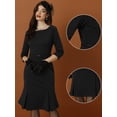 thumbnail image 2 of Vestido Midi Plisado Allegra K para Mujer Cuello Barco Negro XS, 2 of 6