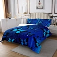 thumbnail image 2 of Manfei Dreamy Blue Butterfly Quilt Sets for Twin Size Bed for Girls, Psychedelic Galaxy Bed Set, Chic Animal Quilt Bedding Set, Microfiber Room Decoration, 2pcs, 2 of 6