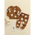 thumbnail image 3 of Qiylii 2Pcs Baby Girl Floral Print Tracksuit, Long Sleeve T shirt Tops + Pants, 3 of 9