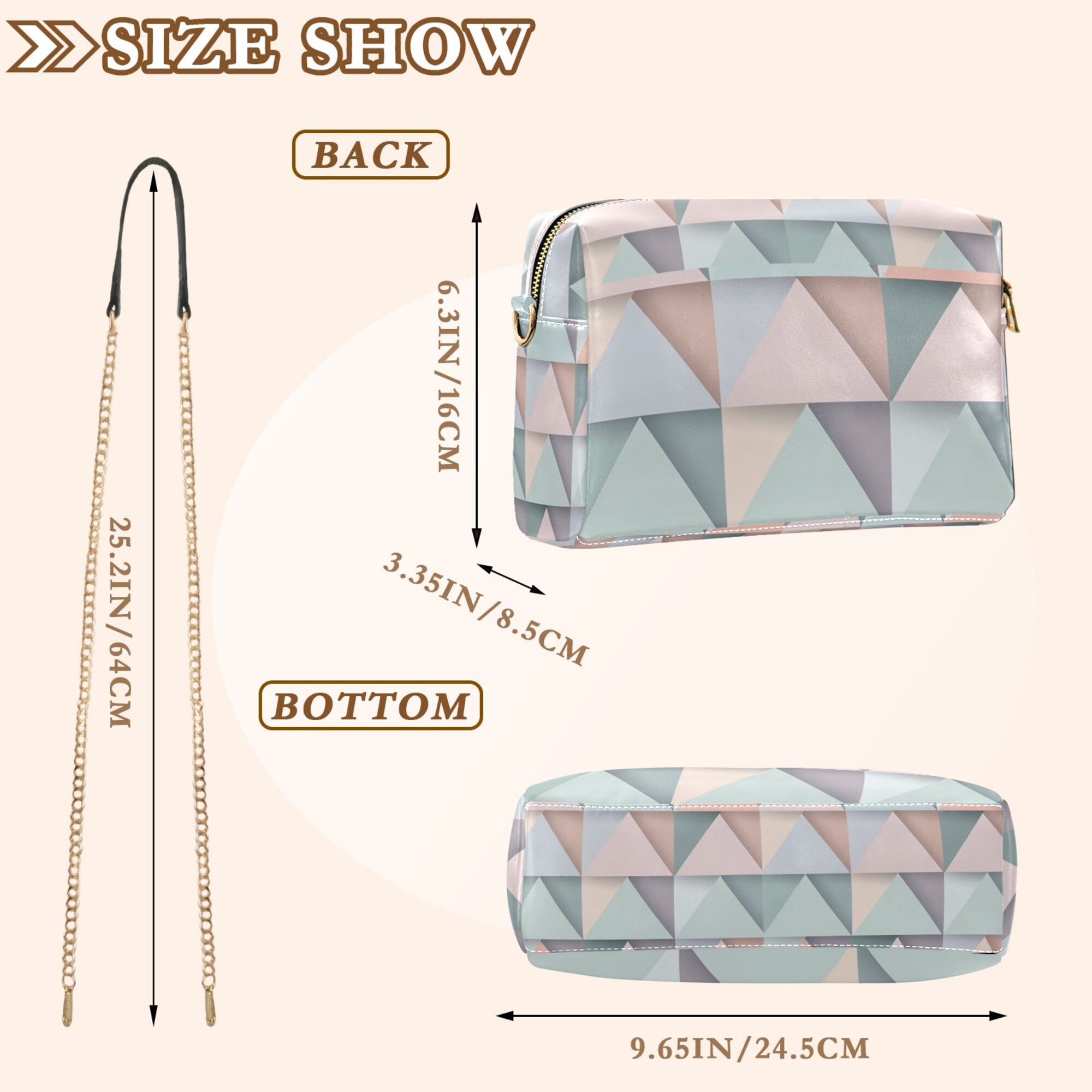 FORMRS Women Crossbody Purse with Chain Strap Vegan Leather Shoulder Handbag, Green Geometric