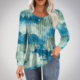 thumbnail image 2 of ChaoHeng Long Sleeve Shirts for Women 2024 Fall,Women's Casual Long-sleeved Loose Round Neck Non-positioned Printed Top(Light Blue,XL), 2 of 5
