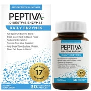 Peptiva Daily Digestive Enzymes, Full-Spectrum, Daily Digestive Health, Supports Break-Down of Foods & Post-Meal Digestion, 30ct