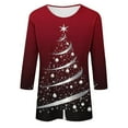 thumbnail image 4 of Christmas T Shirts for Women 3/4 Sleeve Holiday Graphic Tee Loose Casual Tops Xmas Party Outfit Pullover, 4 of 4