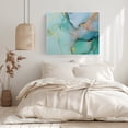 thumbnail image 3 of Marble Abstract Canvas Print Wall Art, Modern Teal Green Gold Textured Stone Wall Decor Modern Artwork Paintings Pictures for Living Room Framed and Stretched Ready to Hang, 12" x 16", 3 of 9