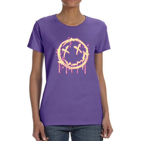 Grunge Spray Colorful Face Shaped T-Shirt Women -Image by Shutterstock, Female x-Large