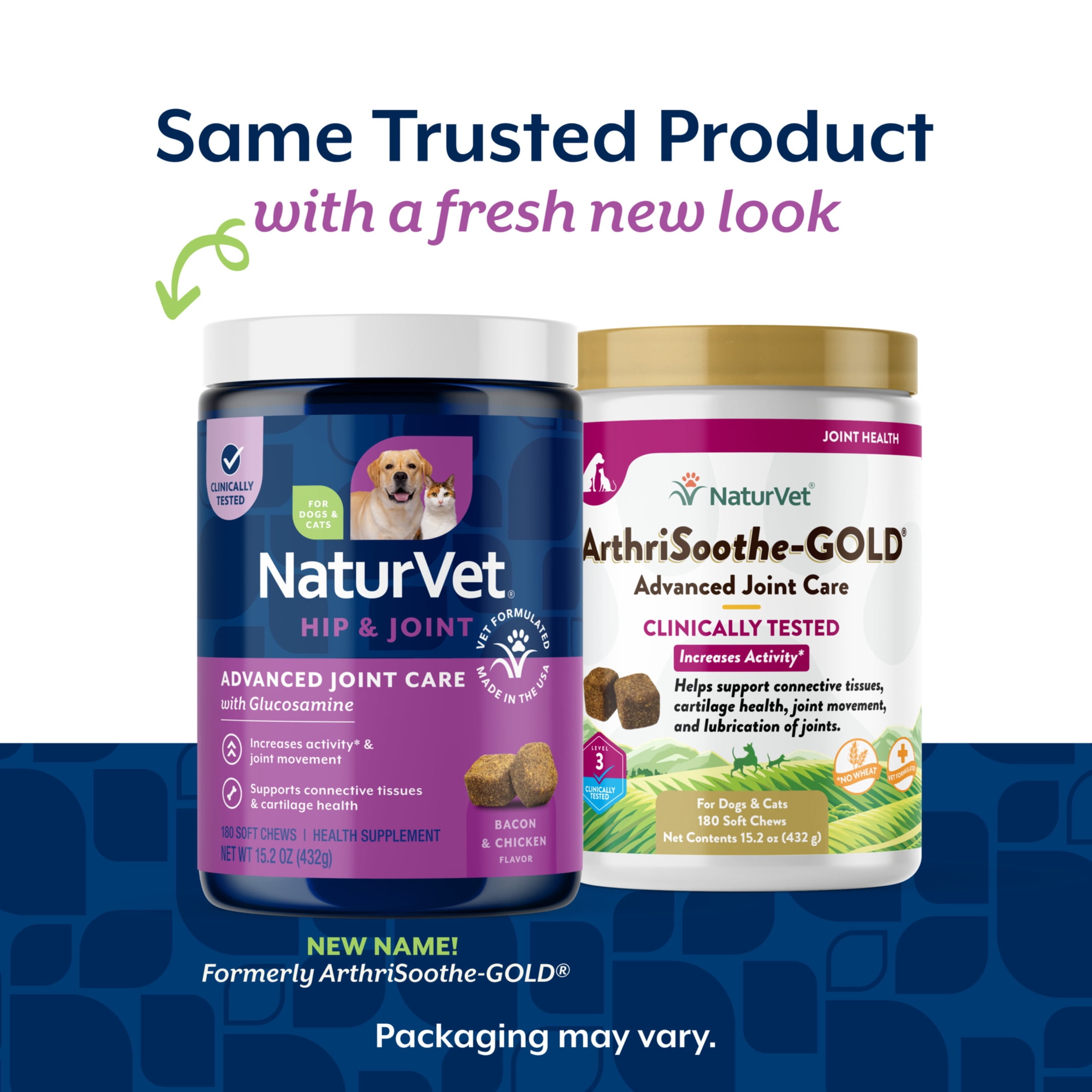 NaturVet Advanced Joint Care Hip & Joint Supplement for Dogs and Cats, Bacon and Chicken Flavor, 180 Count