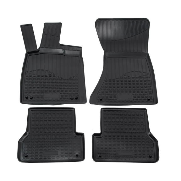 Custom Fit 3D Floor Mats for 2012-2018 Audi A6 (C7) Heavy Duty, All Weather Liner Front & 2nd Row Full Set Rubber, Black