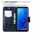 thumbnail image 6 of Allytech Galaxy S9 Plus Case, Slim Fit PU Leather Folio Butterfly Embossed Shockproof Wrist Hand Strap Flip Cards Holder Wallet Case TPU Back Cover for Samsung Galaxy S9+ Plus, Blue, 6 of 8