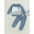 thumbnail image 2 of Wassery Toddler Baby Boy Autumn Winter Clothes Long Sleeve Contrast Color Patchwork Sweatshirt Pullover Tops + Joggers Pants Set Infant Boys 2Pcs Tracksuit Outfits 0-3 Years, 2 of 8