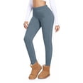 thumbnail image 2 of felwors Fleece Lined Leggings Women Thick Soft High Waisted Black Tummy Control Thermal Warm Velvet Pants for Winter (Sky Blue, L), 2 of 5