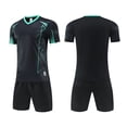 thumbnail image 2 of SGFCWSX Mens Soccer Set 2 Piece V Neck Quick Dry Short Sleeve Shirt and Shorts Football Training Uniform Outfit Black Size XL, 2 of 5