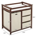 thumbnail image 2 of Baby Changing Table,Dresser Baby Diaper Changing Station with Laundry Hamper,Infant Nursing Table with 3 Storage Drawers,Removable Safety Rail & Strap for Bedroom,Brown, 2 of 11