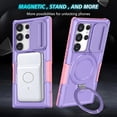 thumbnail image 6 of Phone Case for Samsung Galaxy S24 Ultra Case Magnetic with Stand Black Fits Wireless Charger, Samsung S24 Ultra Case with Camera Lens Protector Cover Shockproof (Purple), 6 of 17