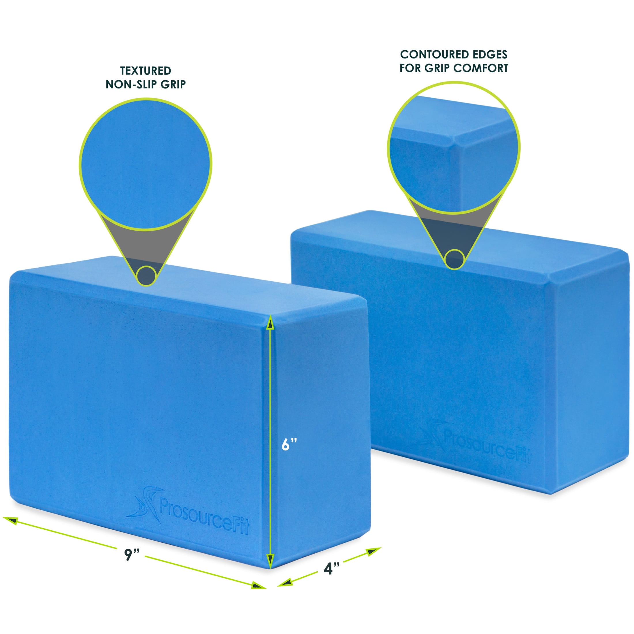 ProsourceFit Foam Yoga Blocks Set of 2, High Density EVA Foam 4x6x9