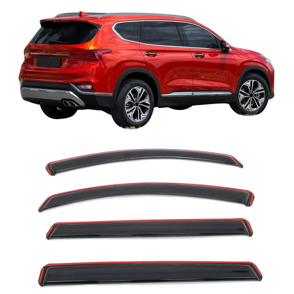 Ikon Motorsports In-Channel Window Visors Fits 2019-2023 Hyundai Santa Fe, Slim Style Side Door Rain Vent Guard Deflectors, Acrylic Smoke 4PCS