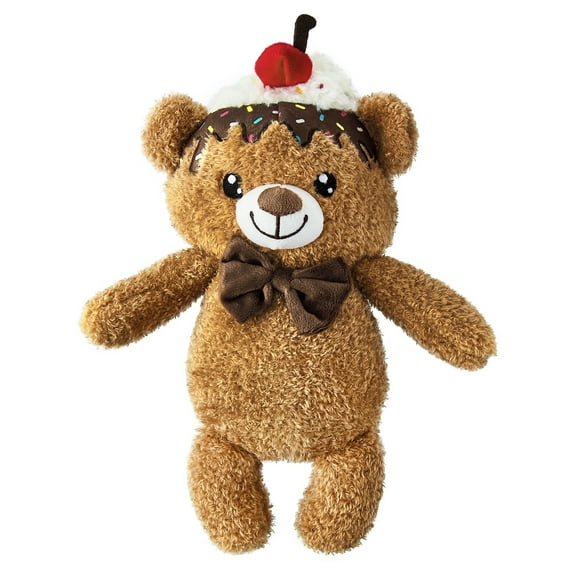 Vibrant Life Valentine's Day Sundae Bear Plush Dog Toy, Brown, 10.5"