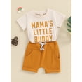 thumbnail image 2 of Bagilaanoe 2pcs Toddler Baby Boy Shorts Set Short Sleeve Letter Print T Shirt Tops + Shorts 6M 12M 18M 24M 3T Kids Casual Summer Clothes, 2 of 7