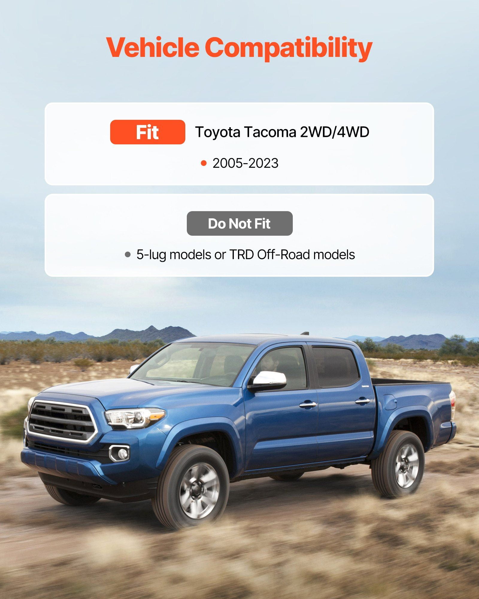 3 Inch Front 2 Inch Rear Leveling Lift Kit for 2005 2023 Toyota Tacoma 2WD 4WD with 2 Front Strut Spacers 2 Rear Lift Blocks 4 U Bolts Suspension Level Kit