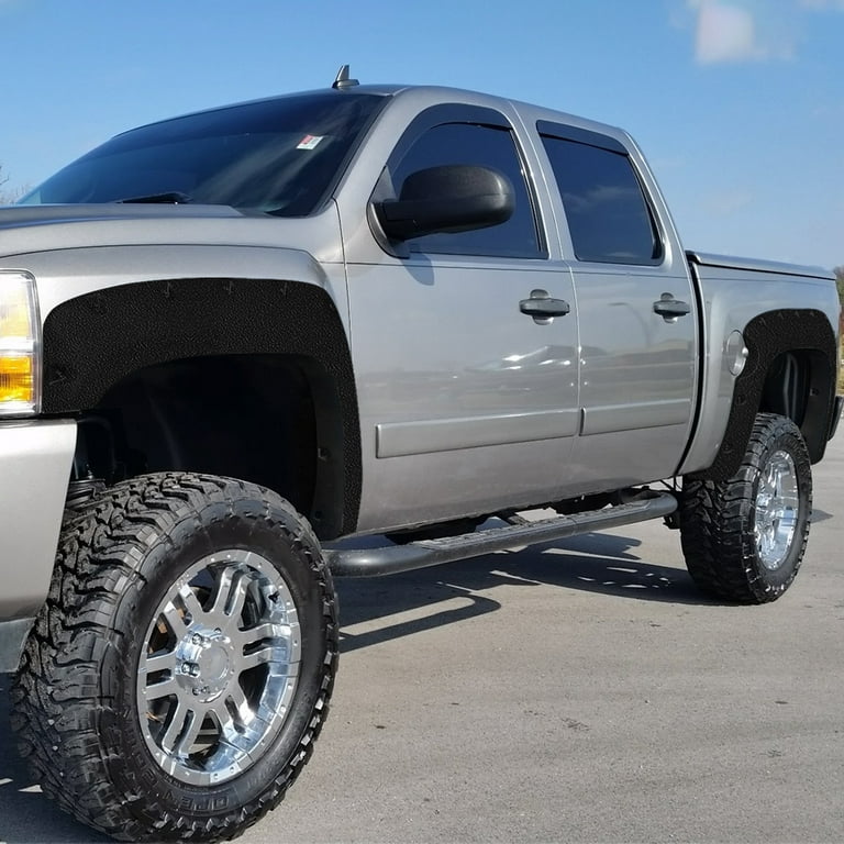 Spec D Tuning 4PC Front Rear Short Bed Rugged Texture Pocket Fender Flares Compatible with Chevy Silverado 1500 2007 2013