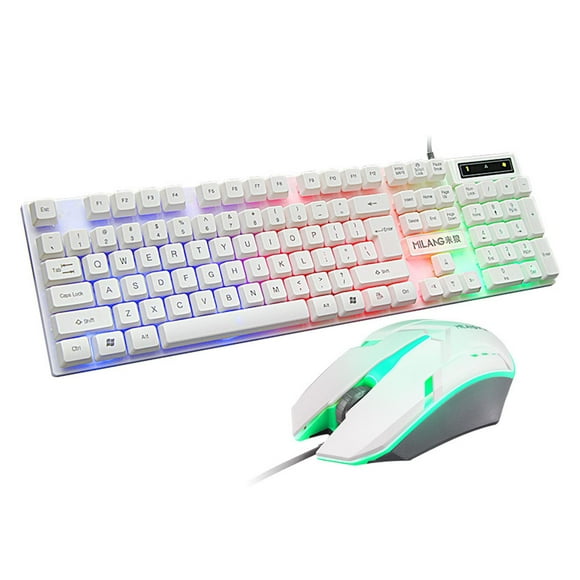 Mechanical Gaming Keyboard and Mouse 104 Keys Rainbow Backlit Keyboards, White Keyboard mouse