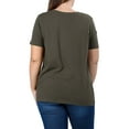 thumbnail image 3 of Zenana Women & Plus Size Cotton V-Neck Short Sleeve Casual Basic Tee Shirts, 3 of 4