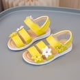 thumbnail image 2 of TOWED22 Girls Sandals Kids Open Toe Flat Sandals Ankle Strap Dress Shoes for Toddler Little Big Kid Yellow,10, 2 of 8