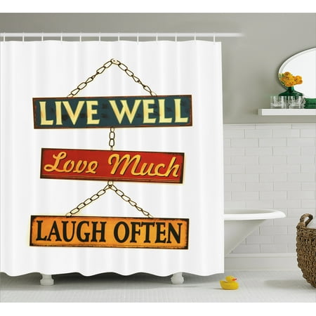 Live Laugh Love Decor Shower Curtain Well Much Live Laugh Love Decor Shower Curtain Well Much Often Rusty Signs Tied With Chains Print Fabric Bathroom Set