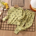 thumbnail image 2 of Odeerbi Toddler Boys Girls Cotton Pajama Sets Cute Print Pajamas Long Johns Fall Winter Thermal Underwear Set Kids Home Two-piece Lounge Sets Long Sleeve Top Set Toddler Clothes Gold, 2 of 3
