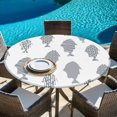 thumbnail image 6 of Abstract Art Fish Grey Round Tablecloth 36-44 Inch Round Fitted Table Cloth with Elastic Edge, Coastal Ocean Summer Waterproof Table Cover Protector for Outdoor Picnic Party Dining, 6 of 9