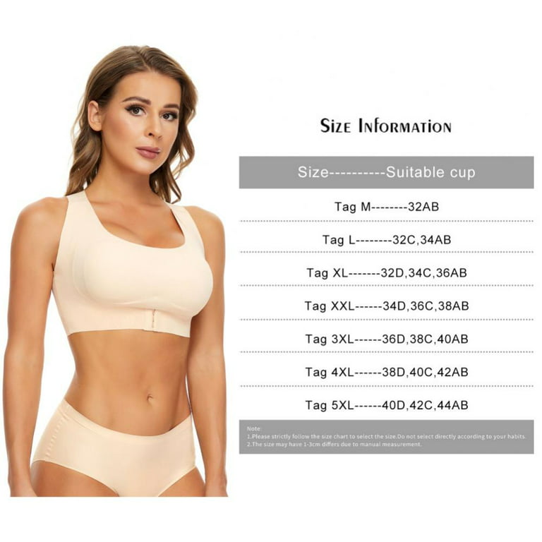 Pretty Comy Front Closure Bras for Women Invisible Seamless Wirefree Bras  Smoothing Cross-back Push Up Brassiere 2 Pack Skin Color 36B
