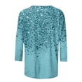 thumbnail image 5 of Tops for Women Trendy 3/4 Sleeve Crewneck Sparkle Printed T-Shirts Casual Dressy Glitter Blouses Loose Pullover Shirt, 5 of 5