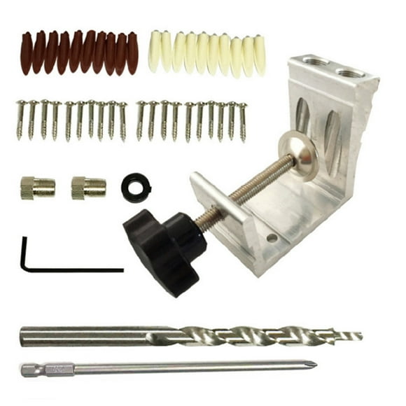 47Pcs Positioner Pocket Jig Kit Heavy Duty Aluminum Pocket Hole Jig Woodworking Punch Locator Tool