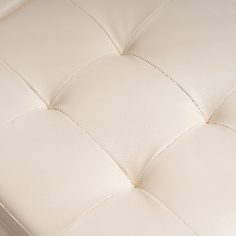 Lowestbest Solid Wood Upholstered PU Sofa, L-Shaped Minimalist Nordic Style Indoor Sofa, White Lowestbest Solid Wood Upholstered PU Sofa, L-Shaped Minimalist Nordic Style Indoor Sofa, White