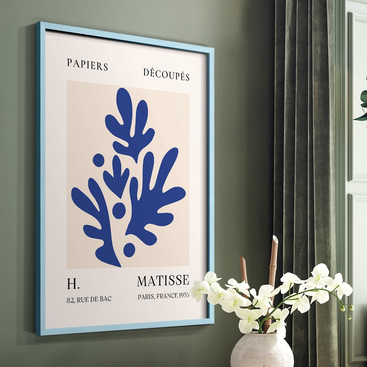 Matisse CLVIII Framed Print in Blue Solid Wood 11 x 14 Framed Print