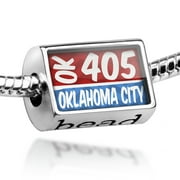 Bead 405 Oklahoma City, OK red/blue Charm Fits All European Bracelets