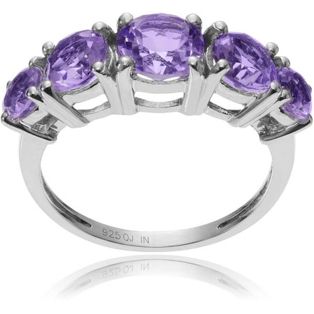 Brinley Co. Women's Amethyst Sterling Silver 5-Stone Fashion Ring